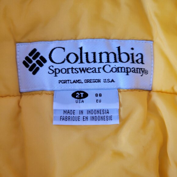 Columbia Kids Winter Jacket, Unisex 2T, Yellow, Removable Hood, Zipper Pockets - Picture 6 of 8